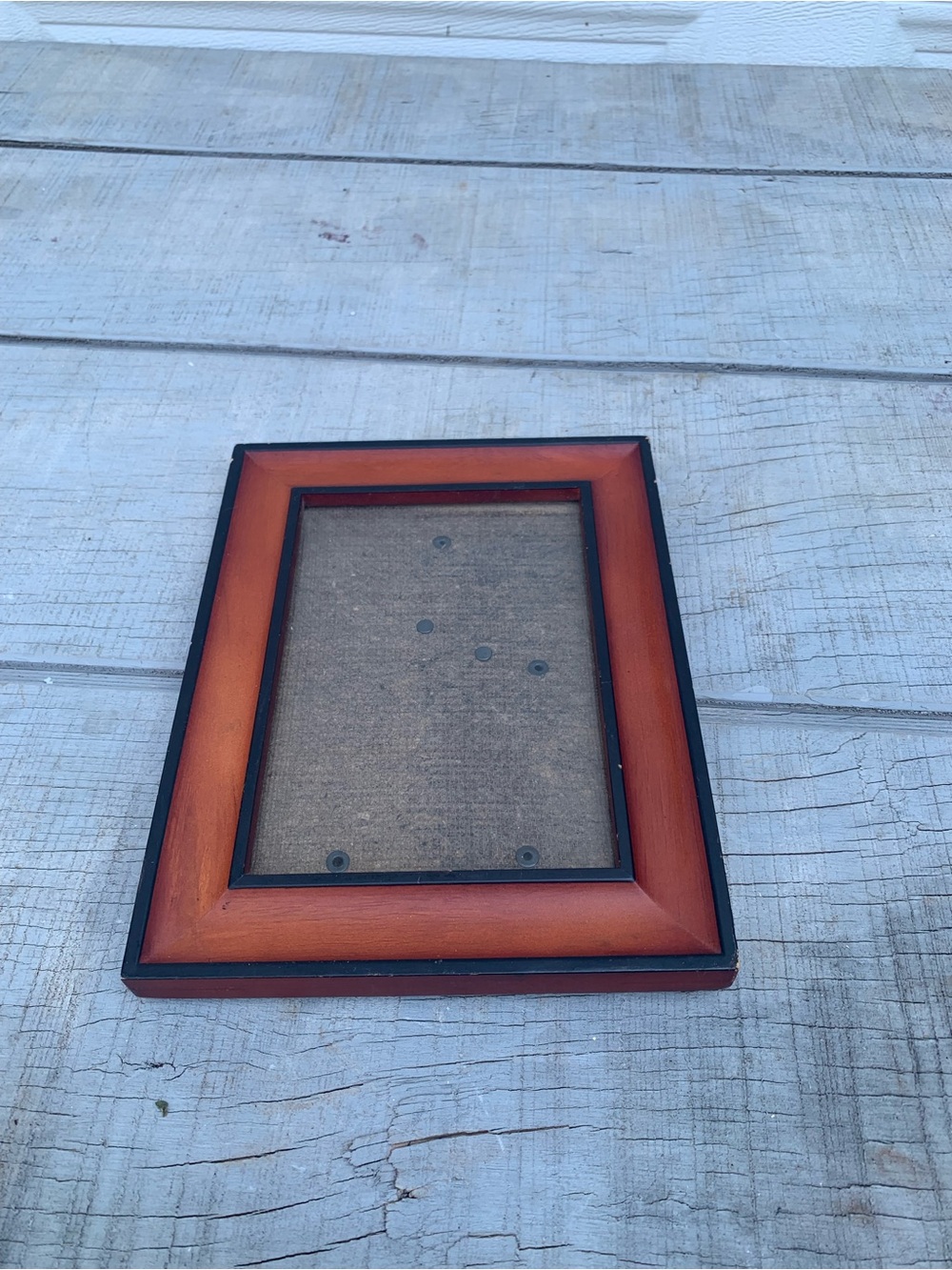 Vintage Dual Tone Wood Picture Frame 5x7” MCM Cherry & Black Trim Tabletop Decor